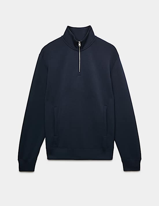 Modal Rich Scuba Half Zip Funnel Neck Top