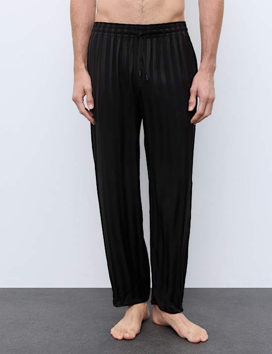 Bawahan Piyama Tenun Satin Motif Garis