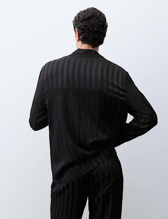 Atasan Piyama Tenun Satin Motif Garis