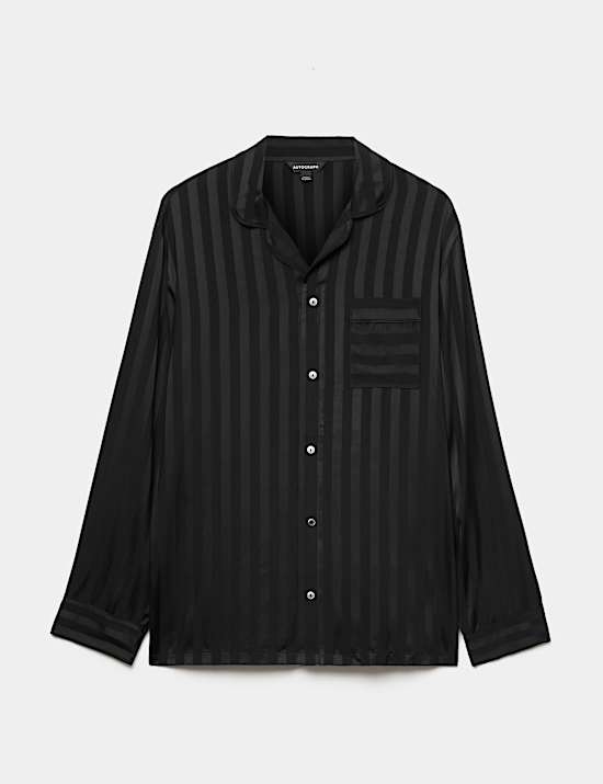 Atasan Piyama Tenun Satin Motif Garis