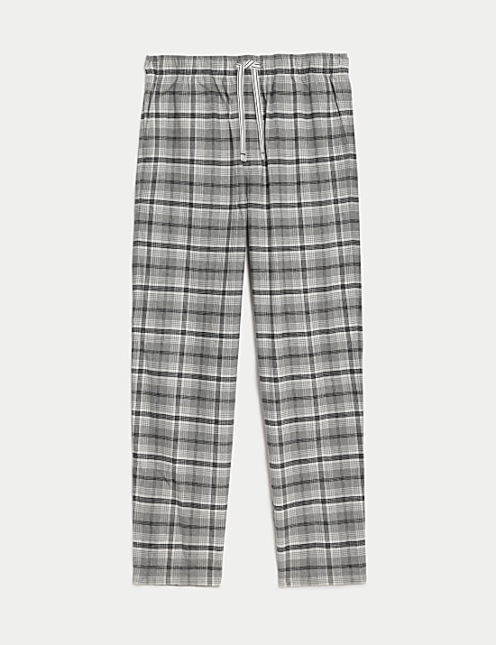 Pure Cotton Checked Loungewear Bottoms