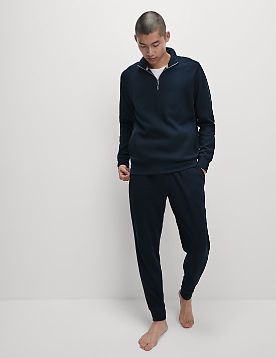 Cotton Blend Half Zip Loungewear Top