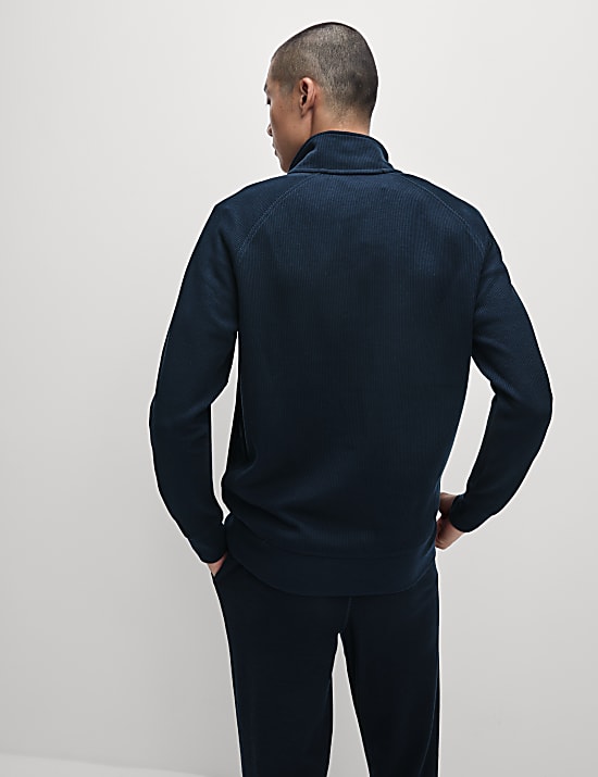 Cotton Blend Half Zip Loungewear Top