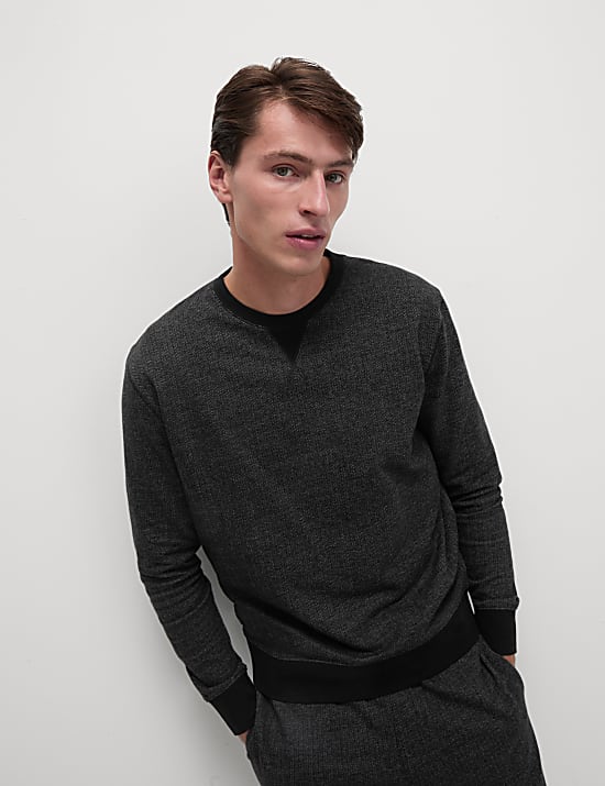 Pure Cotton Textured Loungewear Sweatshirt