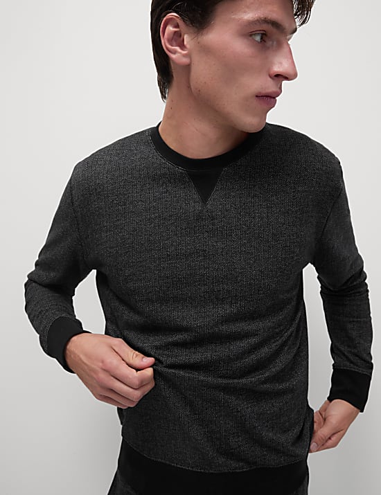 Pure Cotton Textured Loungewear Sweatshirt