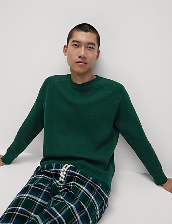 Pure Cotton Waffle Loungewear Sweatshirt