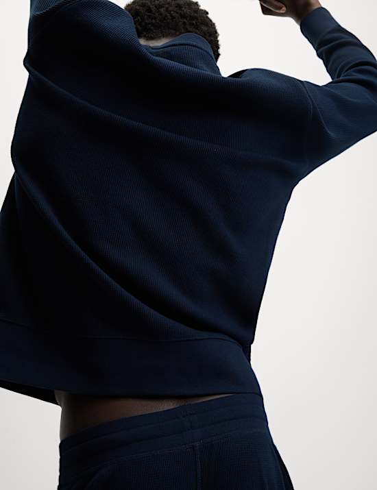 Pure Cotton Waffle Loungewear Sweatshirt