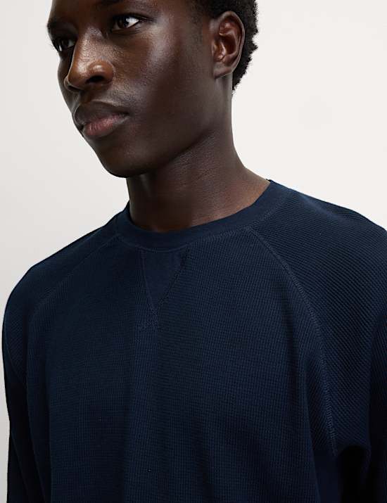 Pure Cotton Waffle Loungewear Sweatshirt
