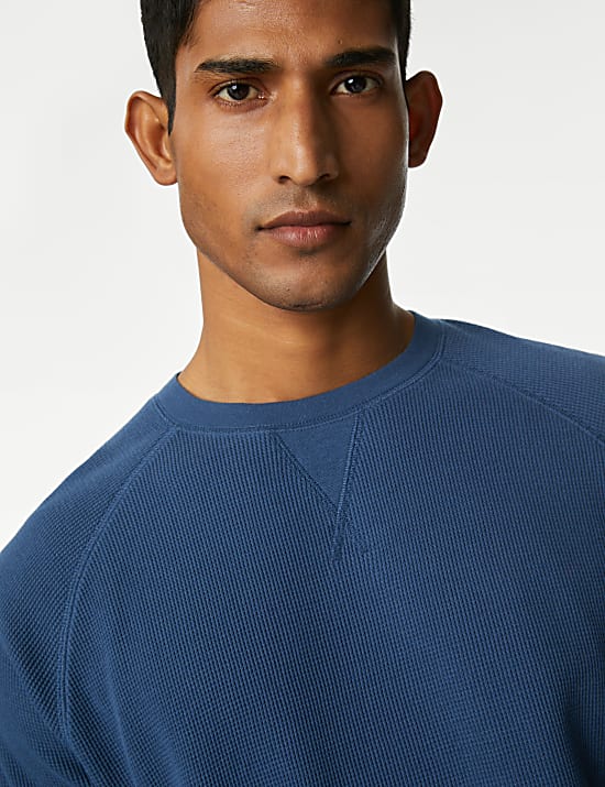 Pure Cotton Waffle Loungewear Sweatshirt