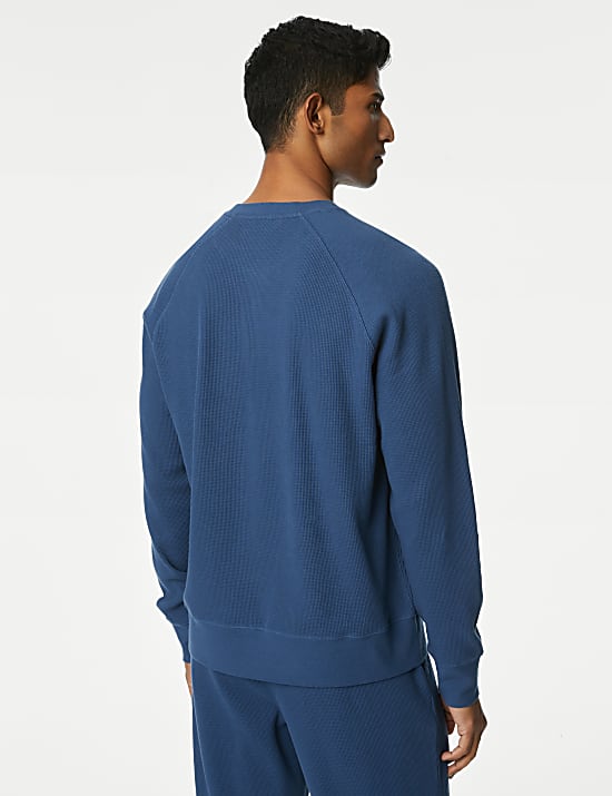 Pure Cotton Waffle Loungewear Sweatshirt