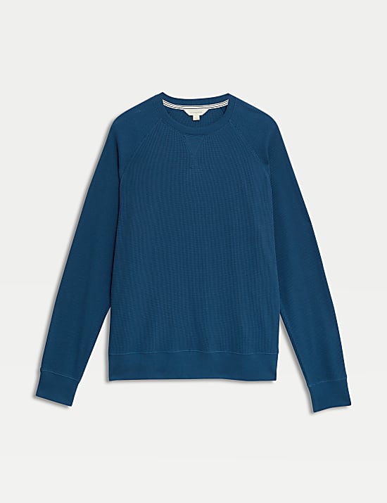 Pure Cotton Waffle Loungewear Sweatshirt