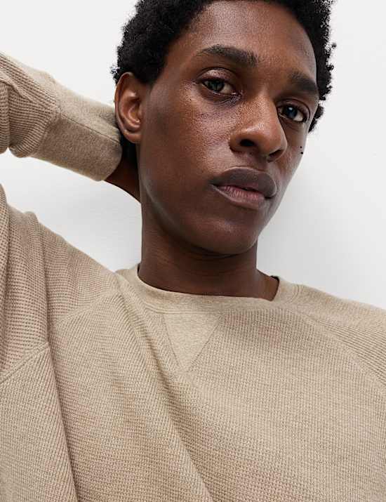 Pure Cotton Waffle Loungewear Sweatshirt