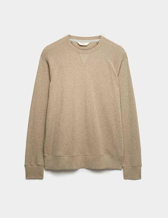 Pure Cotton Waffle Loungewear Sweatshirt