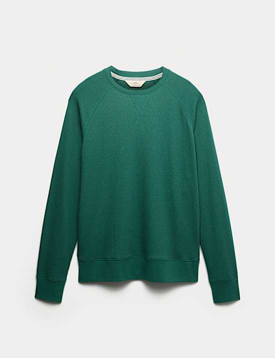 Pure Cotton Waffle Loungewear Sweatshirt