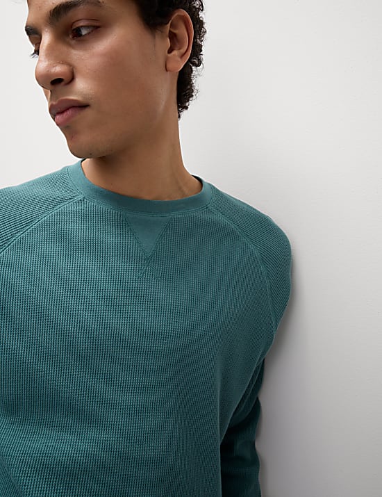 Pure Cotton Waffle Loungewear Sweatshirt