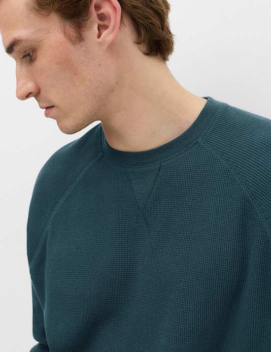 Pure Cotton Waffle Loungewear Sweatshirt
