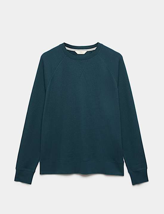 Pure Cotton Waffle Loungewear Sweatshirt