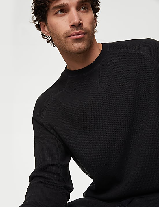 Pure Cotton Waffle Loungewear Sweatshirt