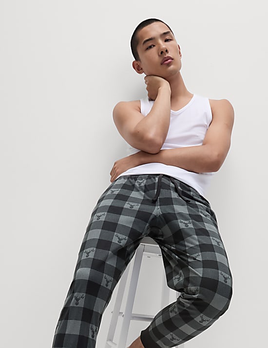 Bawahan Celana Jogger Nyaman Motif Kotak-Kotak
