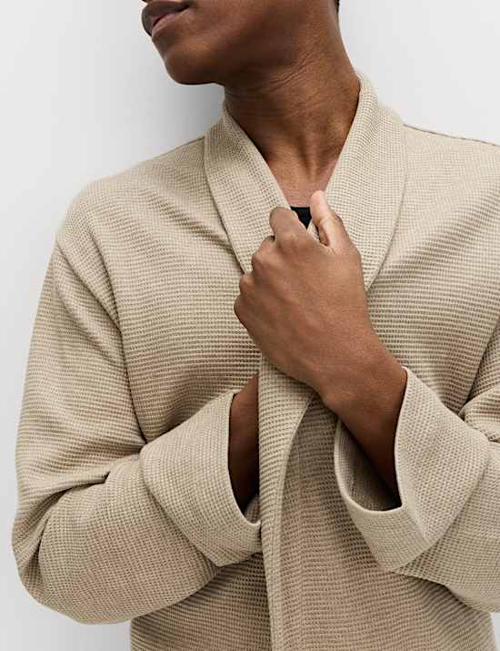 Pure Cotton Waffle Lightweight Dressing Gown