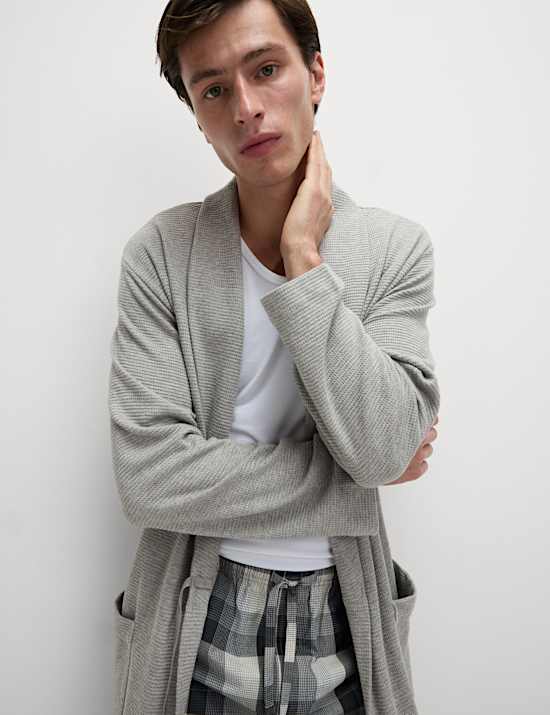 Pure Cotton Waffle Lightweight Dressing Gown