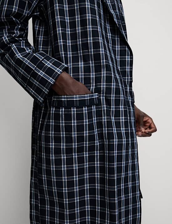 Pure Cotton Checked Dressing Gown