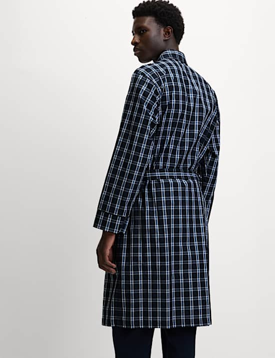 Pure Cotton Checked Dressing Gown