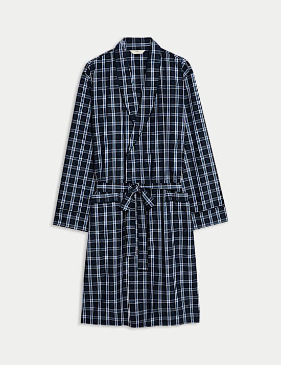 Pure Cotton Checked Dressing Gown