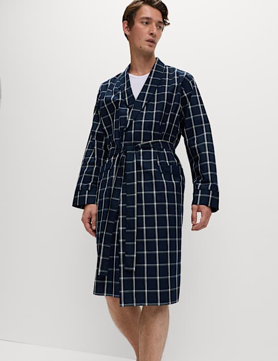 Pure Cotton Checked Dressing Gown