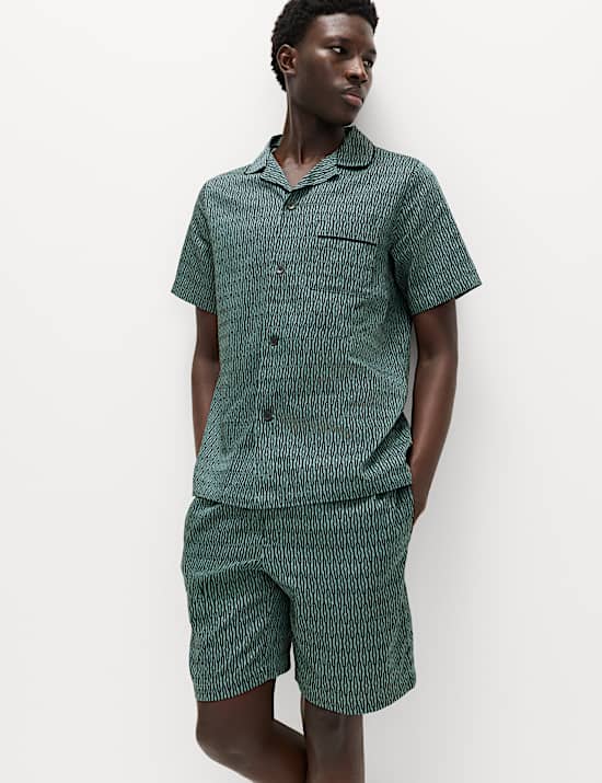 Schlafanzugset aus reiner Baumwolle mit geometrischem Muster