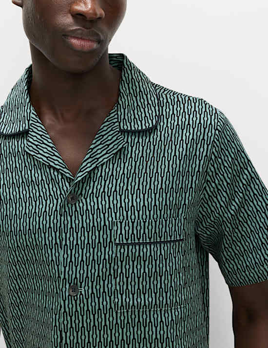 Schlafanzugset aus reiner Baumwolle mit geometrischem Muster