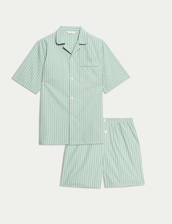 Set Piyama Motif Garis Katun Murni