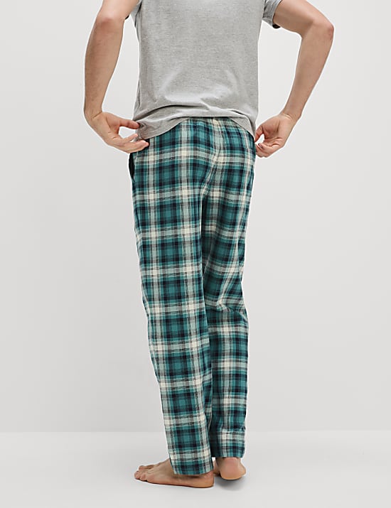 Pure Cotton Checked Loungewear Bottoms