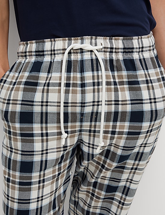 Pure Cotton Checked Loungewear Bottoms