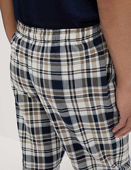 Pure Cotton Checked Loungewear Bottoms