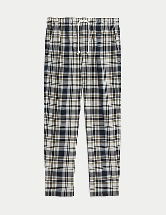 Pure Cotton Checked Loungewear Bottoms