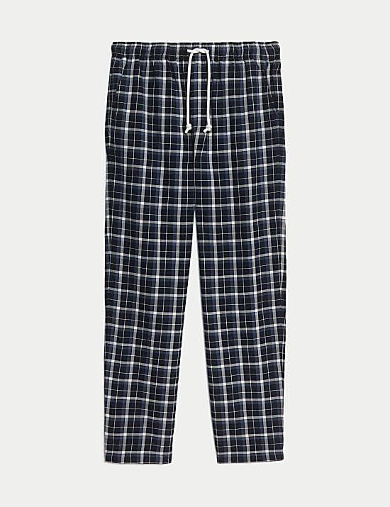 Pure Cotton Checked Loungewear Bottoms