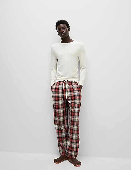 Pure Cotton Checked Loungewear Bottoms