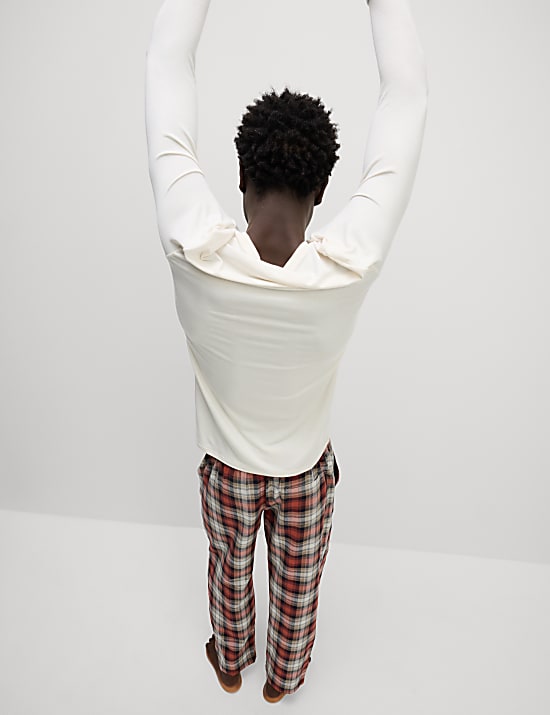 Pure Cotton Checked Loungewear Bottoms