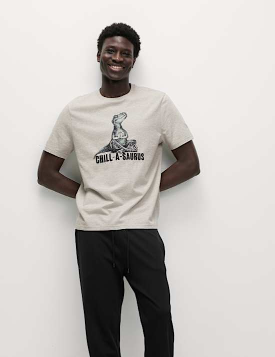 Pure Cotton Dinosaur Graphic Pyjama Top