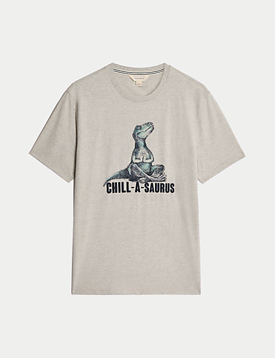 Haut de pyjama 100 % coton &agrave; motif graphique dinosaure