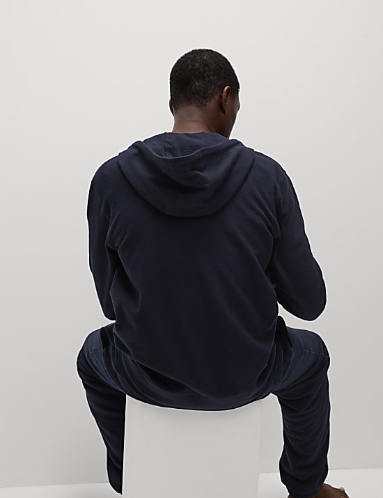 Pure Cotton Textured Zip Through Hoodie