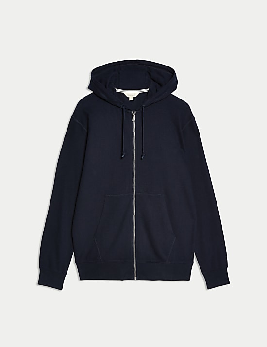 Pure Cotton Textured Zip Through Hoodie