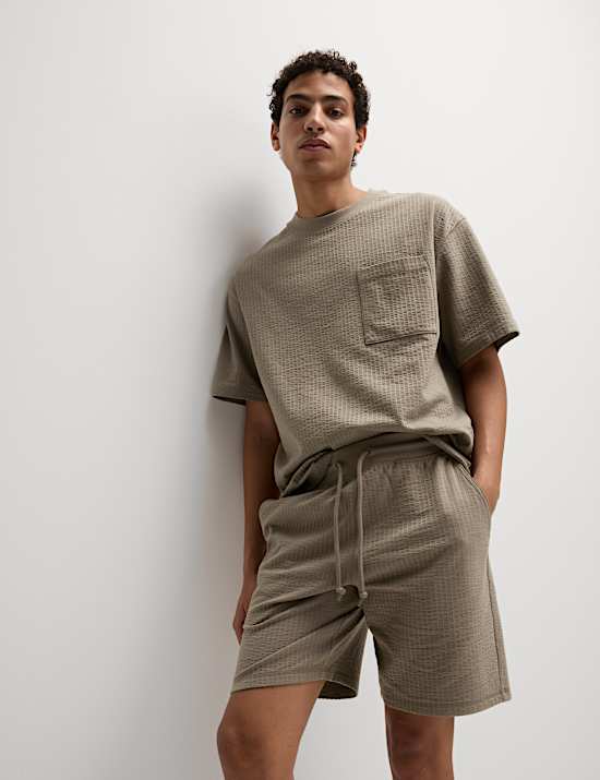 Short d’intérieur en coton à rayures