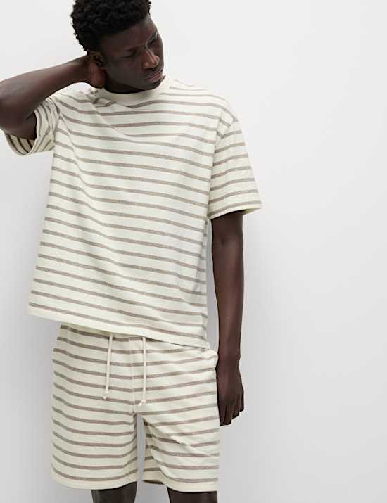 Pure Cotton Textured Striped Loungewear Top