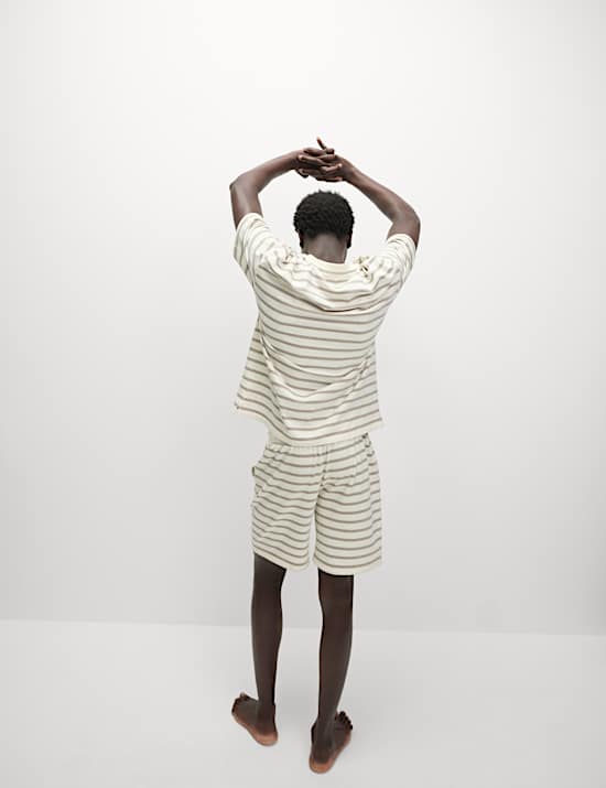 Pure Cotton Textured Striped Loungewear Top