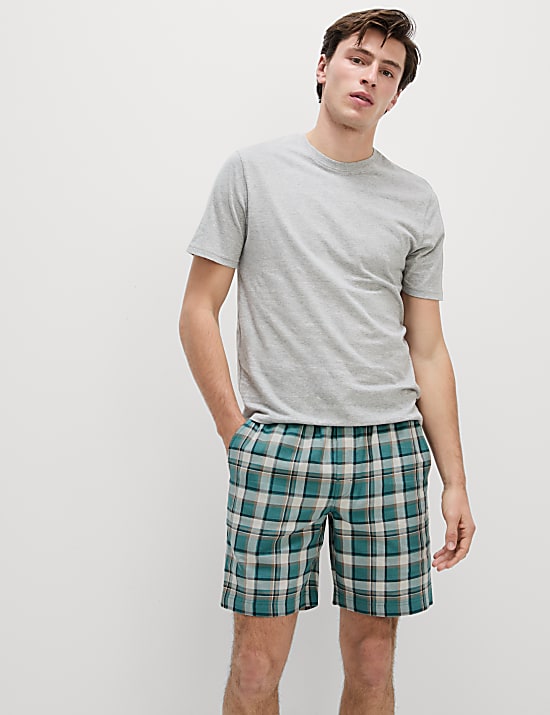 Pure Cotton Checked Loungewear Shorts