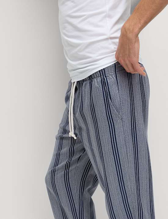 Bas confortable 100 % coton à rayures