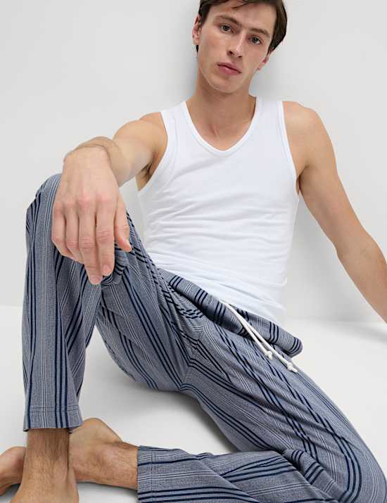 Bas confortable 100 % coton à rayures