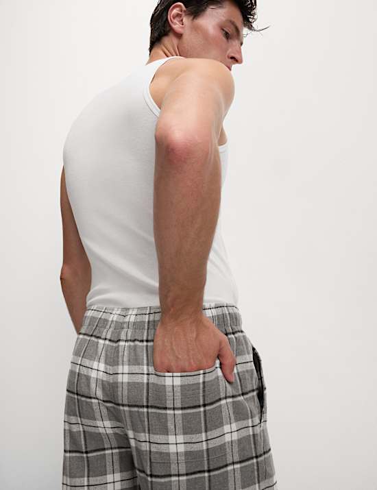 Pure Cotton Checked Loungewear Bottoms